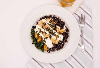 Chicken Mole Bowl with Kale, Plantains, and Pepitas