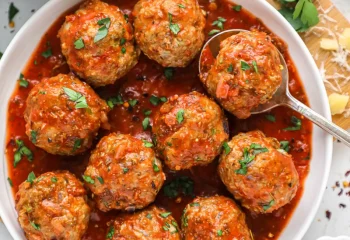 Turkey Meatballs in Marinara Sauce with Jasmine Rice and Asparagus