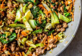 Asian Ground Chicken Stir Fry with Chop Suey and Sweet and Sour Broccoli