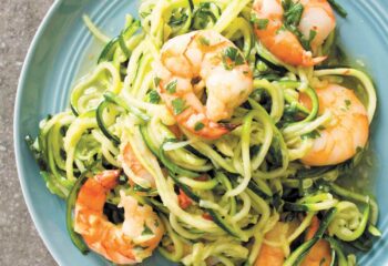 Shrimp Scampi with Spaghetti Squash and Lemon Garlic Green Beans