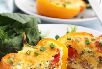 Turkey Sausage Stuffed Peppers with Eggs